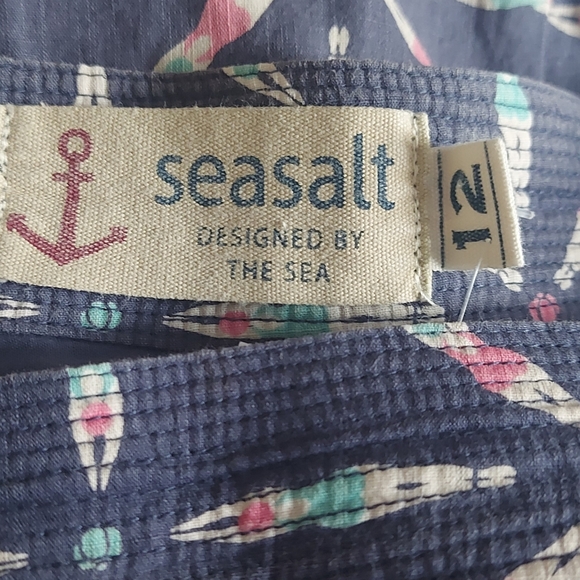 Seasalt Serene Womens Skirt UK Size 12 Blue with Synchronised Swimmers Pleated - Picture 7 of 8